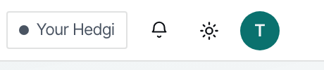 The Your Hedgi chip in the platform header
